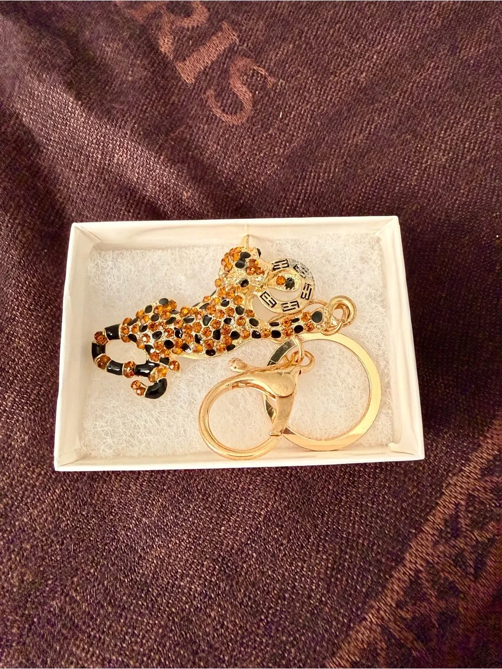 Macy's Gold and Black Leopard Key & Card Holder Charm